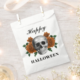 Sachets En Papier Roses gothiques & Crâne Joyeux Halloween