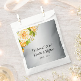 Sachets En Papier Roses jaunes chics et Mariage argenté