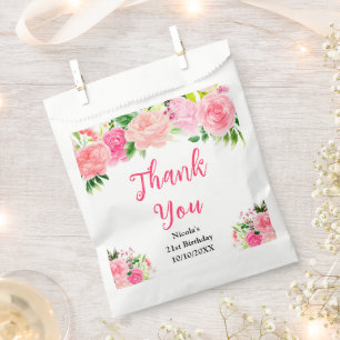 Sachets En Papier Roses roses avec feuillage Anniversaire