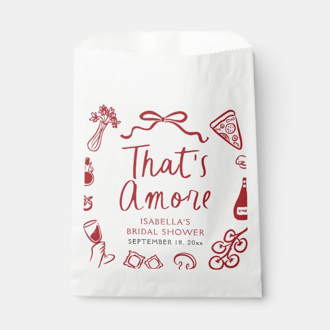 Sachets En Papier Rouge Italien C'est l'Amour Pizza Pâtes Réception  (Devant)