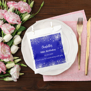 Sachets En Papier Royal blue parties scintillant nom merci anniversa