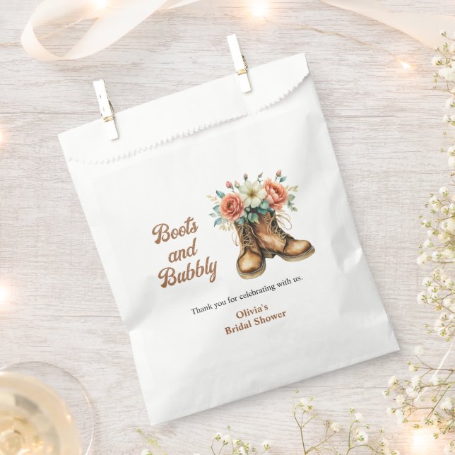 Sachets En Papier Rustic Boots and Bubbly Western Bridal Shower  (Coupé)