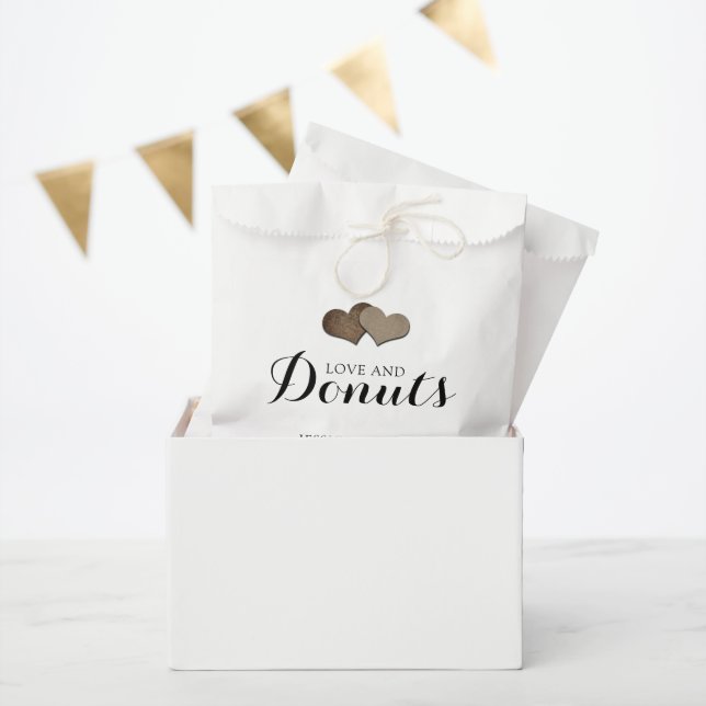 Sachets En Papier Rustic Country Love and Donuts Wedding Favor Sac (Fête)