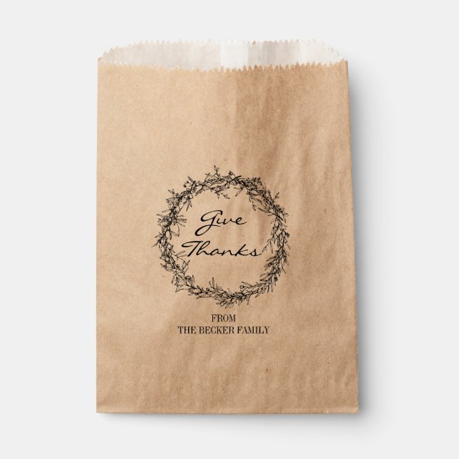 Sachets En Papier Rustic Kraft Donner Merci Thanksgiving Favoriser S (Devant)