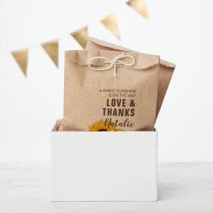 Sachets En Papier Rustic Sunflower Love et Merci Baby shower