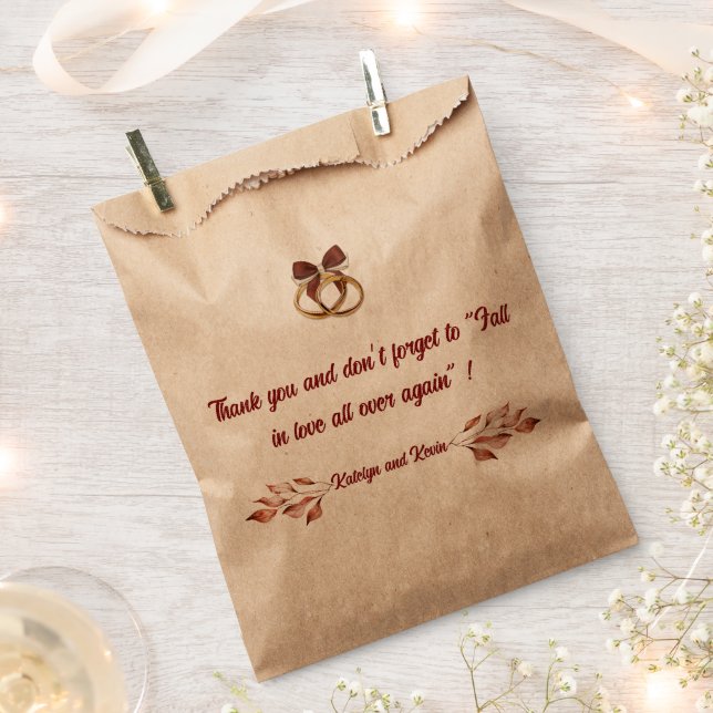 Sachets En Papier Rustique & Cosy Collection Mariage d'automne Favor (Coupé)