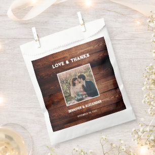 Sachets En Papier Rustique grange bois photo Mariage Amour Merci