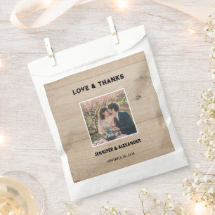 Sachets En Papier Rustique grange bois photo Mariage Amour Merci