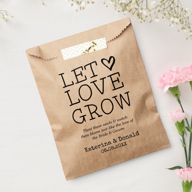 Sachets En Papier Rustique Kraft laisser l'amour pousser Mariage de  (Scellé)