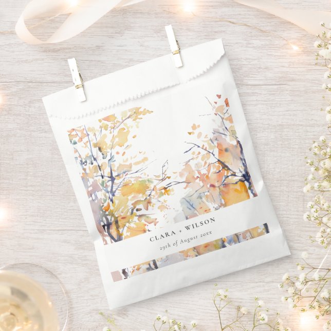 Sachets En Papier Rustique Pastel Jaune automne Mariage paysage auto (Coupé)