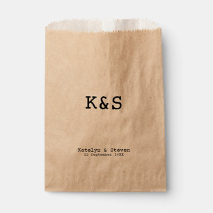 Sachets En Papier Rustique Simple Monogramme Initiales Mariage Treat