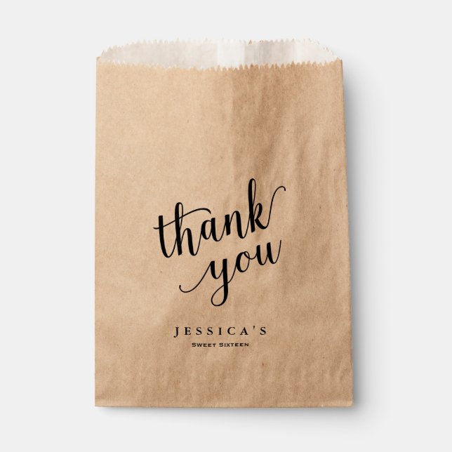 Sachets En Papier Sac à goodie en Merci lettres brosse moderne (Devant)