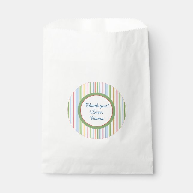Sachets En Papier Sac baby shower préféré "PicCnic Stripes/Florales" (Devant)