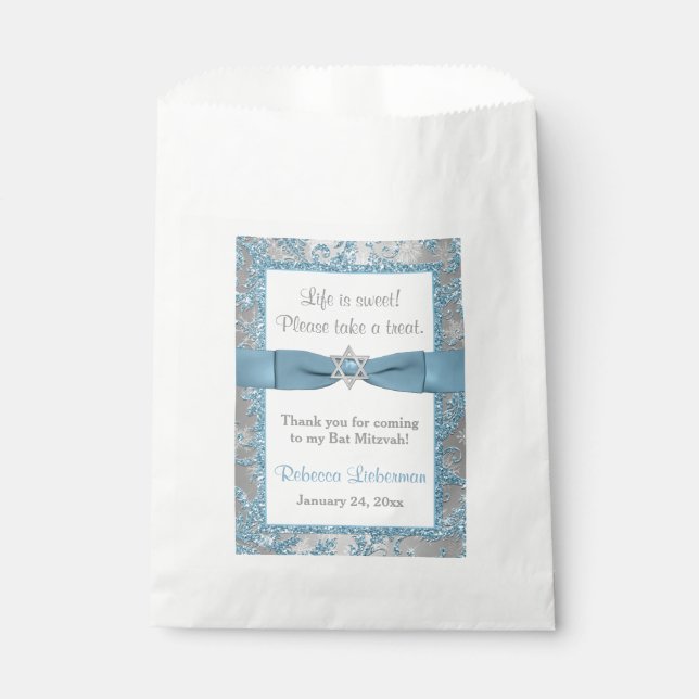 Sachets En Papier Sac bat mitzvah Favoriser | Winter Wonderland Blue (Devant)