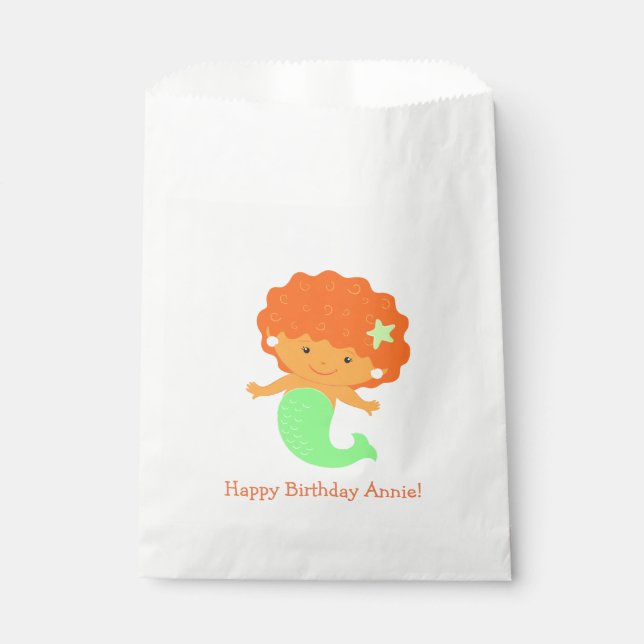 Sachets En Papier Sac blanc Favori Mignonne Sirène (Devant)