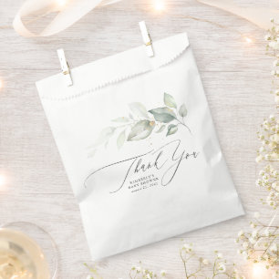 Sachets En Papier Sac Cadeau Remerciement Écriture Élégante Feuilles