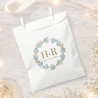 Sachets En Papier Sac de cadeau de mariage à monogramme floral de fl
