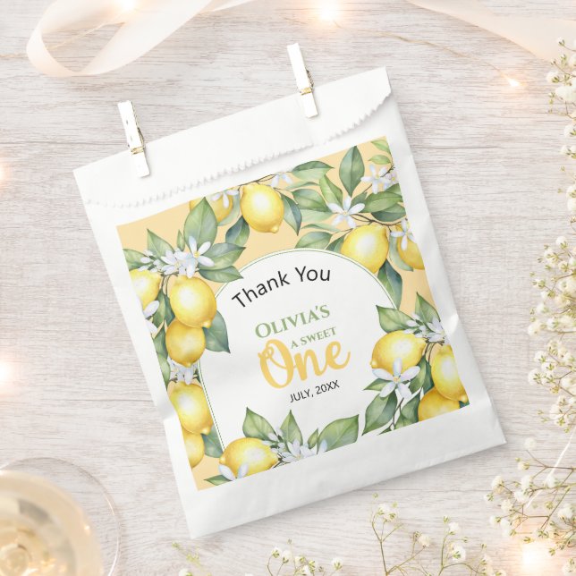 Sachets En Papier Sac de faveur citron citru anniversaire. (Coupé)
