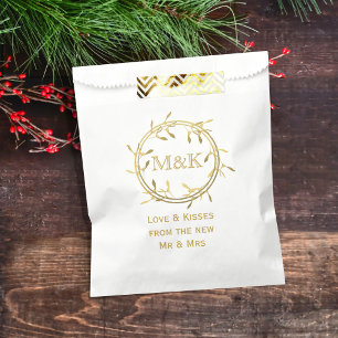 Sachets En Papier Sac de faveur de couronne de gui doré de remerciem