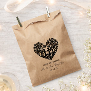 Sachets En Papier Sac de faveur de mariage cardiaque rustique