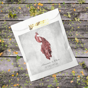 Sachets En Papier Sac de faveur de mariage de paon rouge