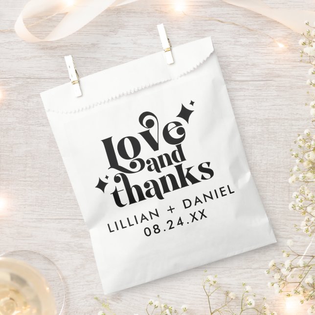 Sachets En Papier Sac de faveur de mariage rétro moderne (Coupé)
