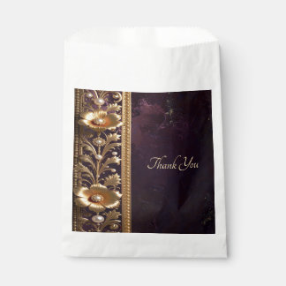 Sachets En Papier Sac de faveur d'ornement floral doré avec perles