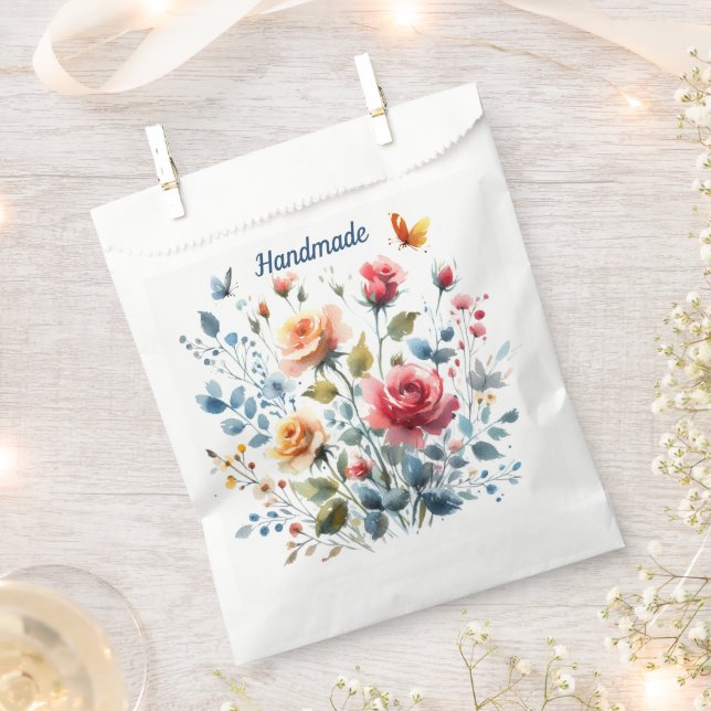 Sachets En Papier Sac de faveur Fleurs Aquarelle (Coupé)