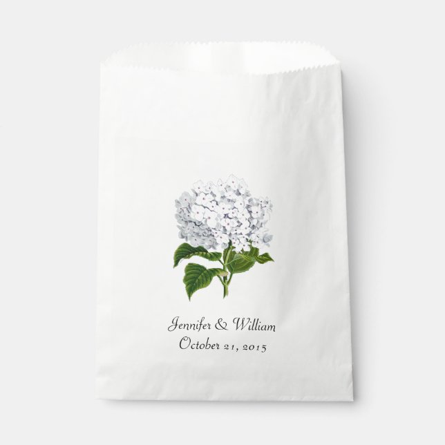 Sachets En Papier Sac de mariage blanc Hydrangea Favor (Devant)