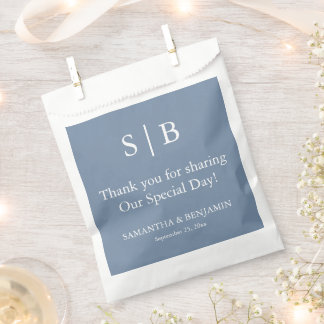 Sachets En Papier Sac de mariage classique bleu monogramme