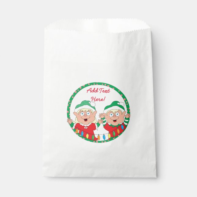 Sachets En Papier Sac de Noël "Elfes" personnalisé Favoriser (Devant)