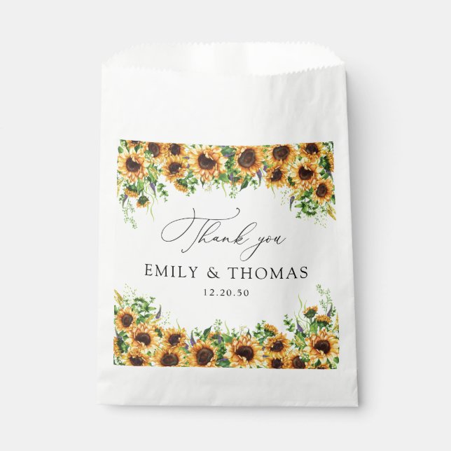 Sachets En Papier Sac de préférence de mariage de tournesol (Devant)