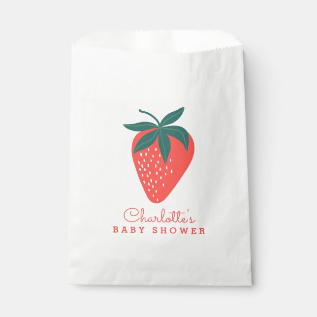 Sachets En Papier Sac de préférence Fraise Rouge ou Douche (Devant)
