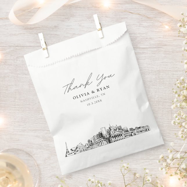 Sachets En Papier Sac de préférence personnalisé Mariage Skyline de  (Coupé)