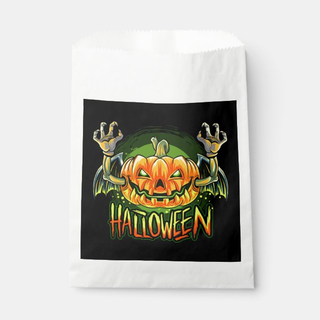 Sachets En Papier Sac éffrayant Halloween Citrouille Favoriser (Devant)