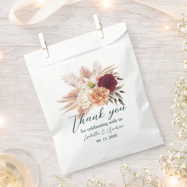 Sachets En Papier Sac en Merci Mariage Emerald Floral (Coupé)