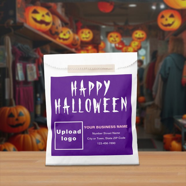 Sachets En Papier Sac en papier Arrière - plan violet Halloween (Purple business brand on paper bag for Halloween)