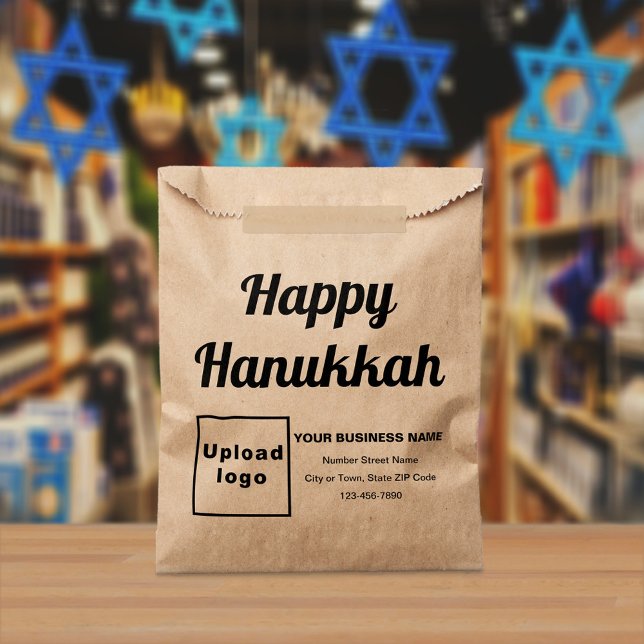 Sachets En Papier Sac en papier Brown Hanoukka (Business brand with Hanukkah greeting on brown paper bag)