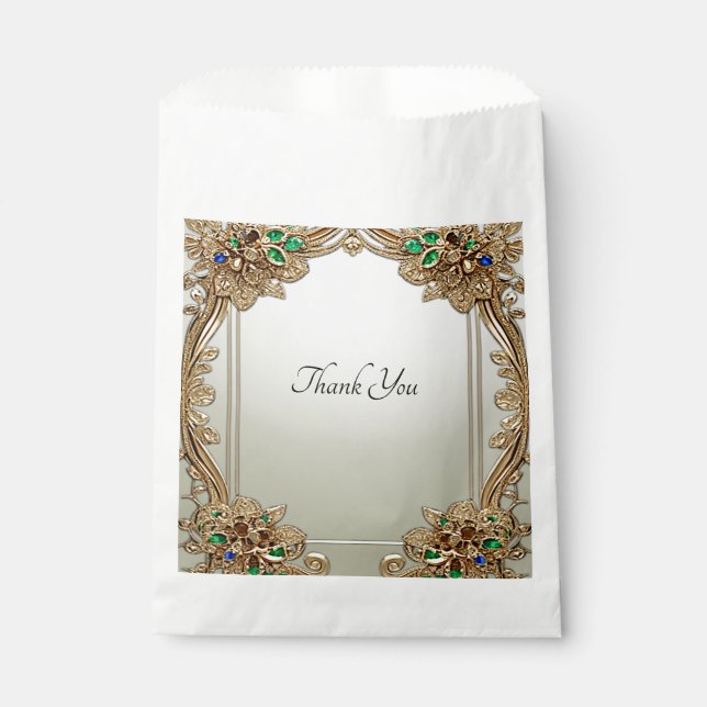 Sachets En Papier Sac Faveur Ornate Or Élégant (Devant)