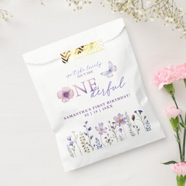 Sachets En Papier Sac Faveur Premier Anniversaire fleur sauvage - Vi (Scellé)