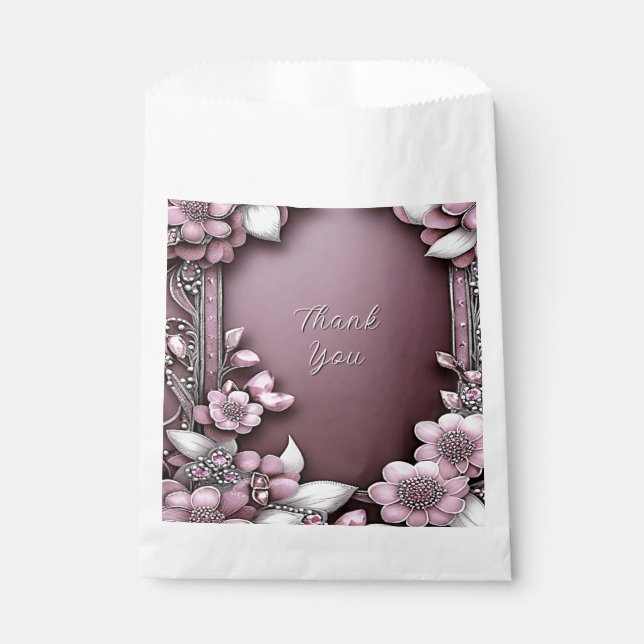 Sachets En Papier Sac Fleur Rose Faveur (Devant)