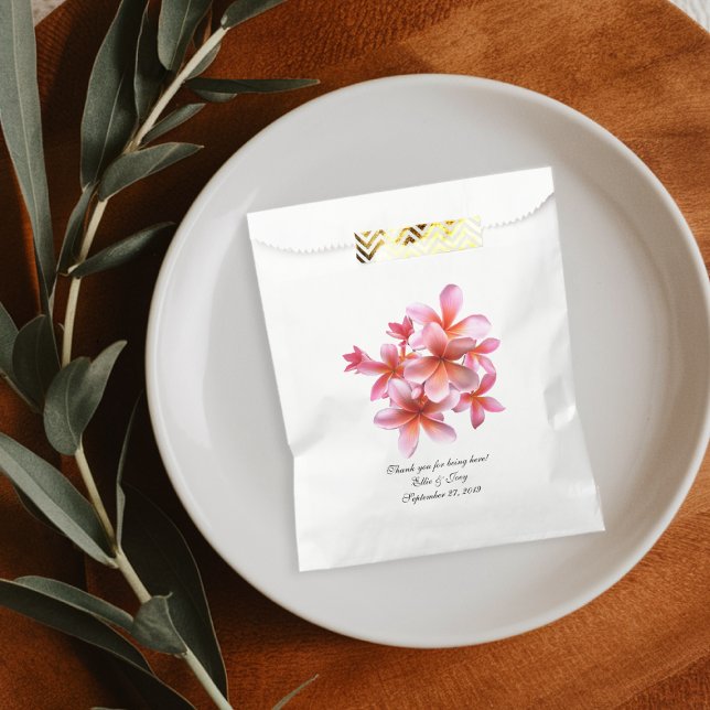 Sachets En Papier Sacs-cadeaux Mariages pour Plumeria florale rose (Créateur téléchargé)