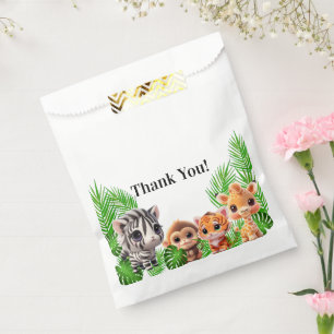 Sachets En Papier Safari amis tigre girafe zèbre singe anniversaire