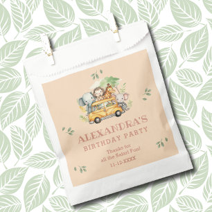 Sachets En Papier Safari animal rose fille Jungle Anniversaire Merci