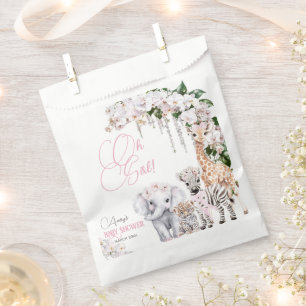 Sachets En Papier Safari Animal Tropical Baby shower rose Fleur