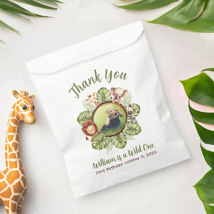 Sachets En Papier Safari Photo Sauvage Un Premier Anniversaire Feuil