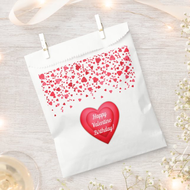 Sachets En Papier Saint-Valentin Coeurs de Confetti Rouge (Coupé)
