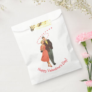 Sachets En Papier Saint-Valentin vintage, cœurs flottants romantique