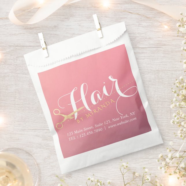 Sachets En Papier Salon de maquillage moderne ciseaux d'or rose (Coupé)