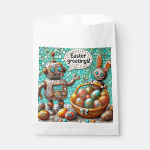 Sachets En Papier SALUTATIONS DE PÂQUES ~ Lapin Robot et Oeufs de Pâ